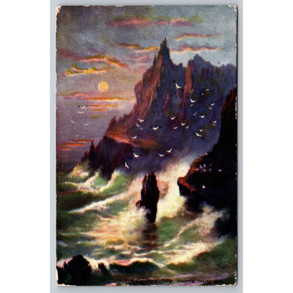 Postcard Giant's Causeway Chimney Tops Moonlight Tuck's Oilette Post Canada 1909